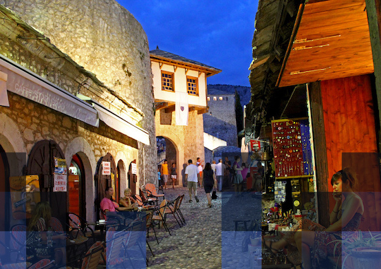 Evening street in Mostar old town